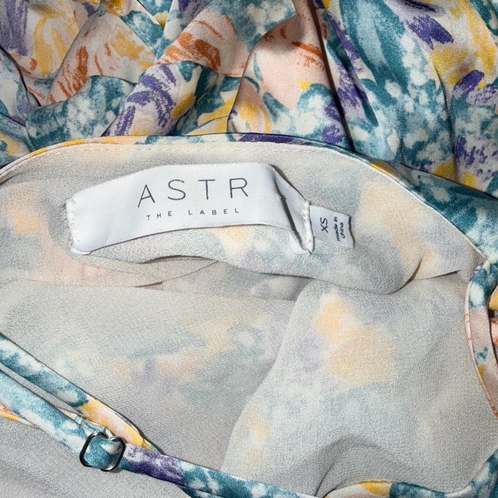 ASTR Pastel Floral Midi Dress in Cream, Blue, Peach - Picture 3 of 3